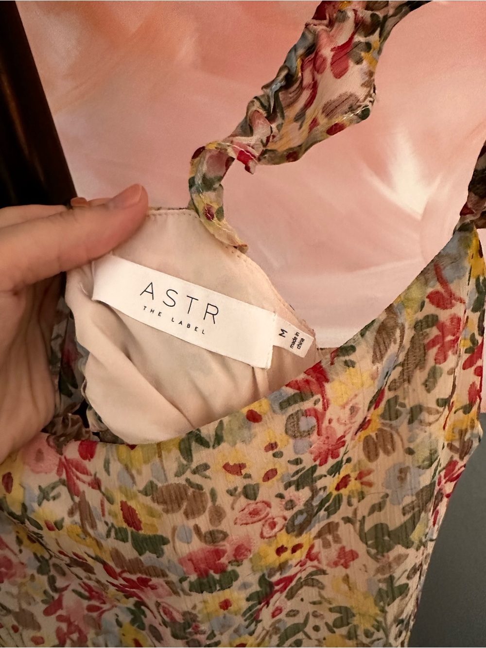 Astr Floral Ruffle-Shoulder Maxi Dress in Cream, Pink, Yellow - Picture 3 of 3